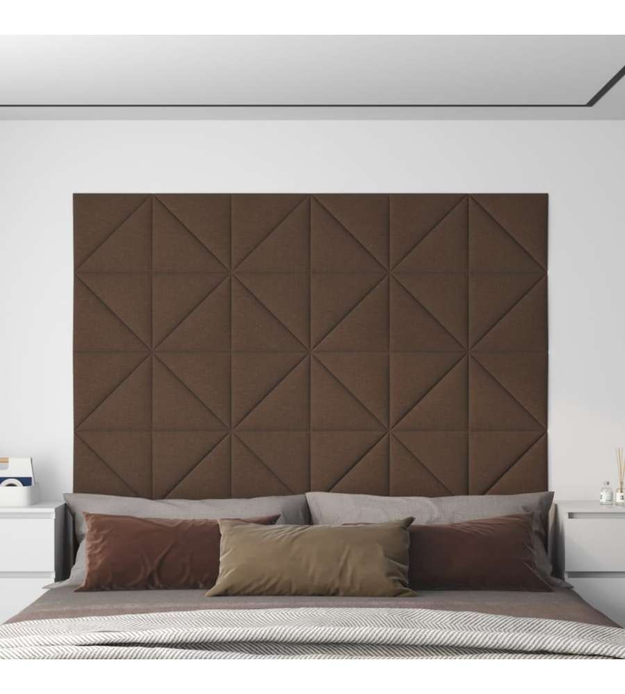 Pannelli Murali 12 pz Marrone 30x30 cm Tessuto 0,54 mq