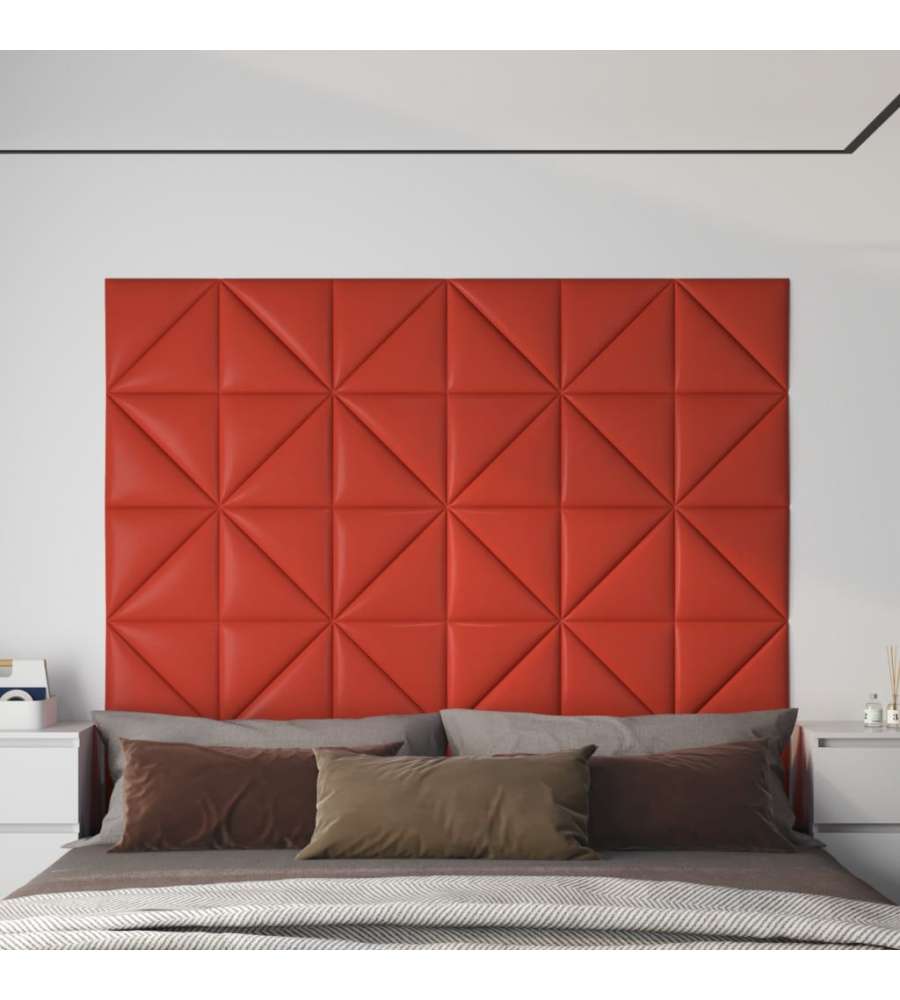 Pannelli Murali 12 pz Rossi 30x30 cm in Similpelle 0,54 mq