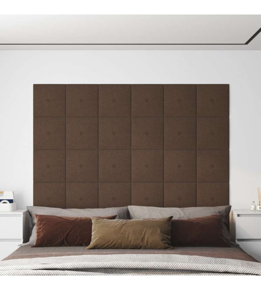 Pannelli Murali 12 pz Marroni 30x30 cm in Tessuto 1,08 mq 343959