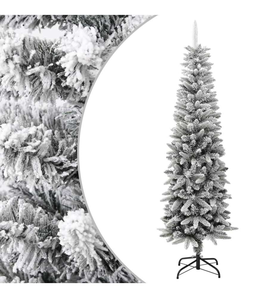 Albero Natale Artificiale Sottile Neve Floccata 180cm PVC e PE