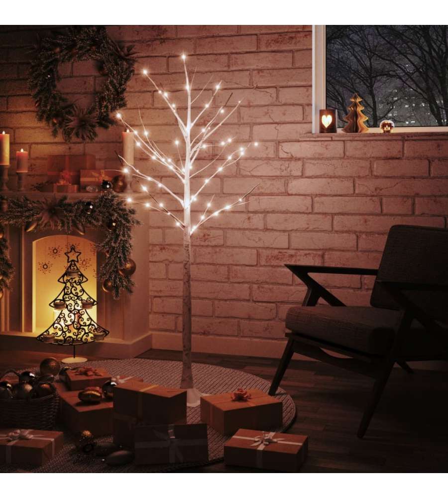 Betulla con LED Bianco Caldo 72 LED 150 cm