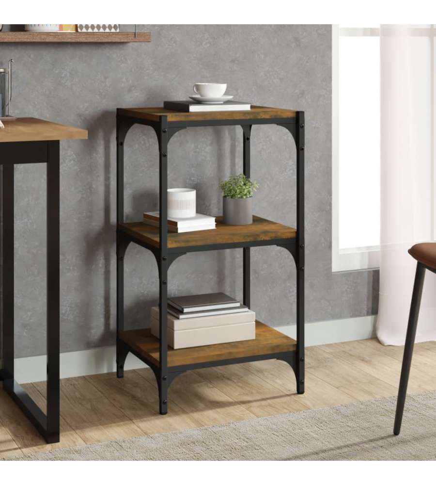 Libreria rovere fumo 40x33x70,5cm Legno Multistrato e Acciaio