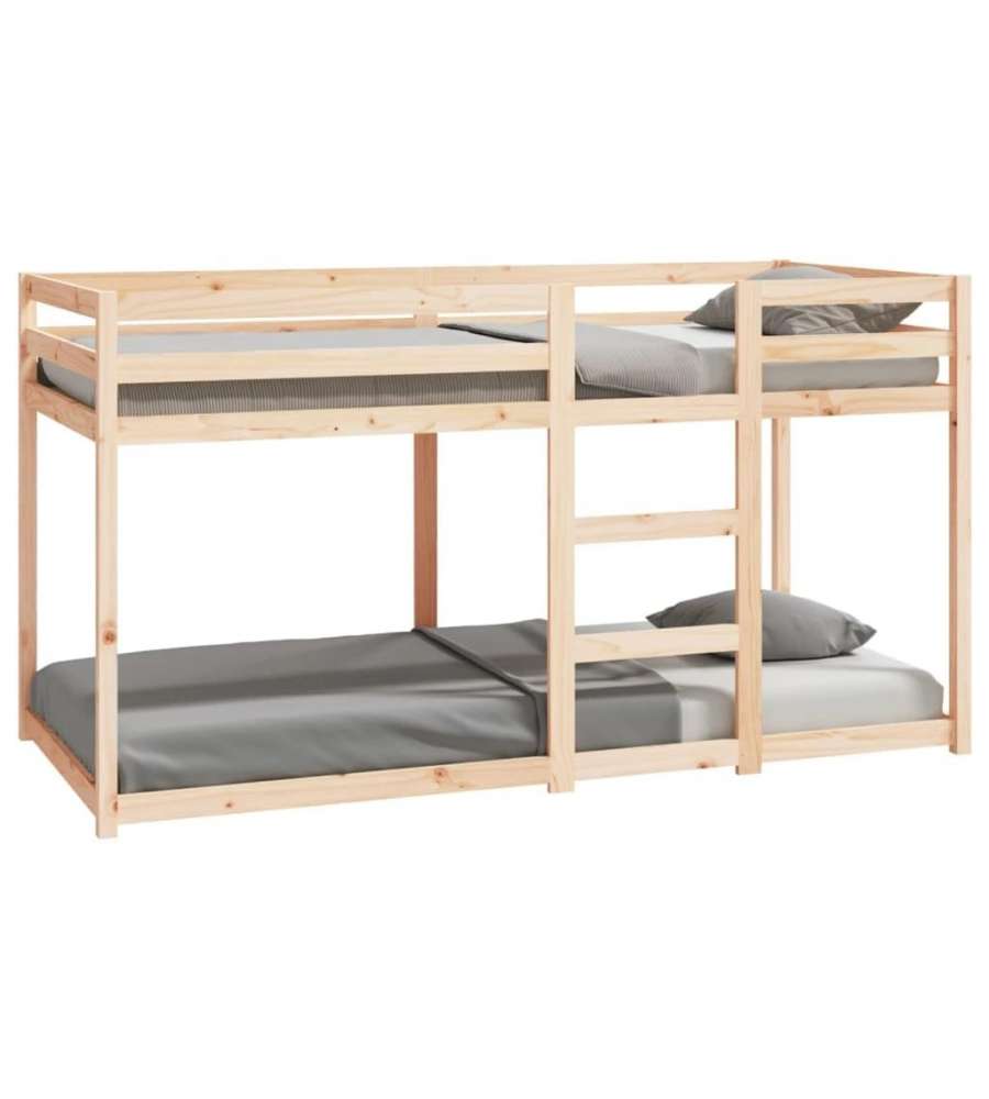 vidaXL Letto a Castello in Legno Massello di Pino Marrone - 90x200 cm