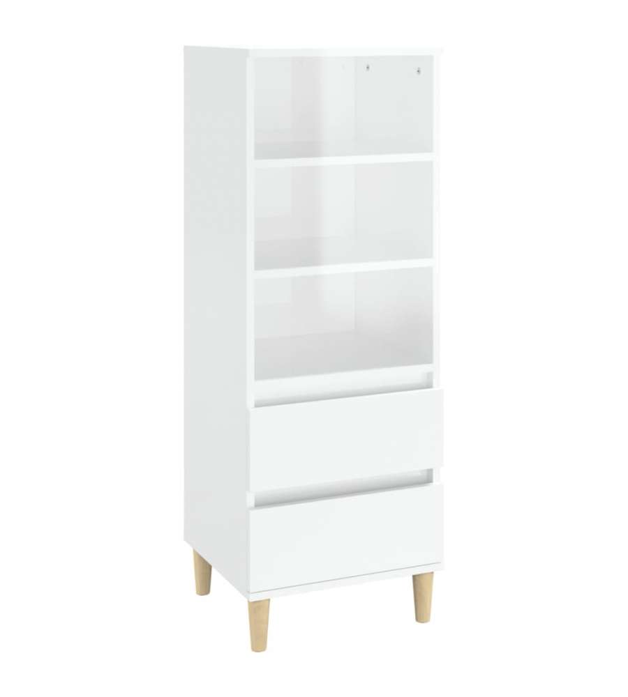 Credenza Bianco Lucido 40x36x110 cm in Legno Multistrato
