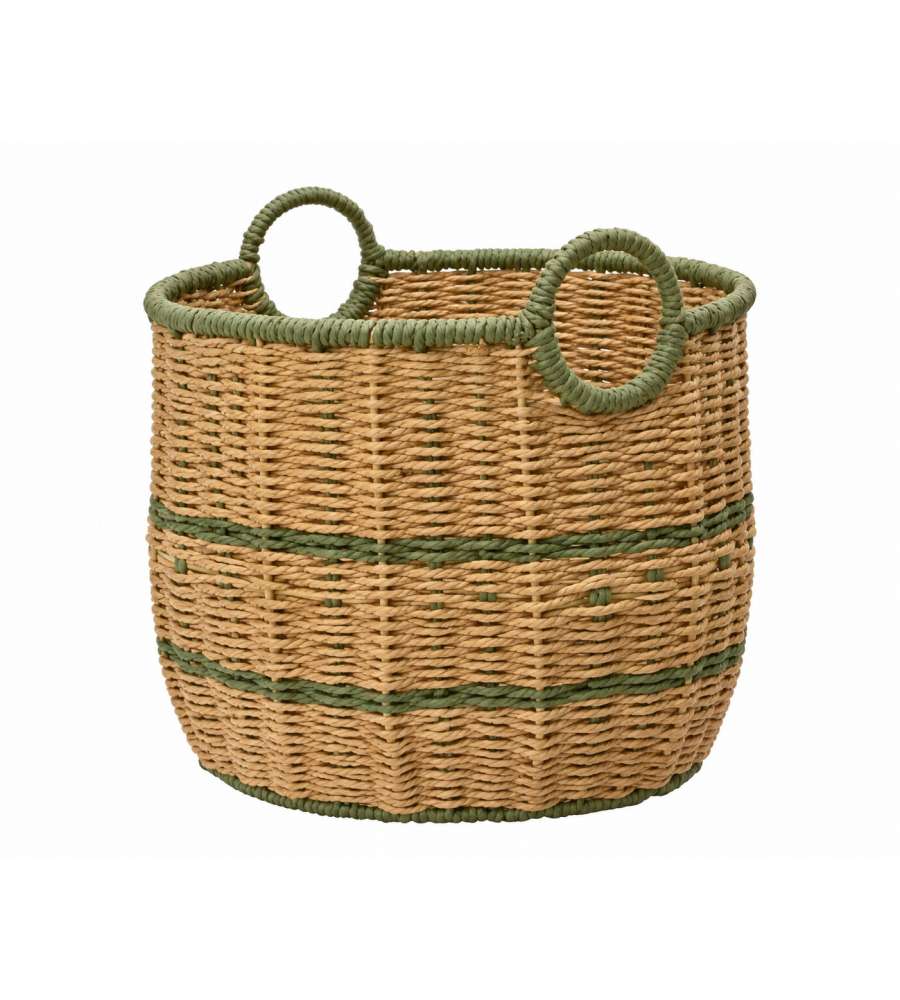 Cesta in Ferro e Carta Rossa 30x30 cm con Manici - Colore Verde Naturale