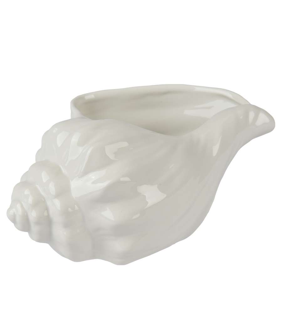 Kaemingk Vaso ceramica conchiglia bianco 17x28 cm per piante decorative