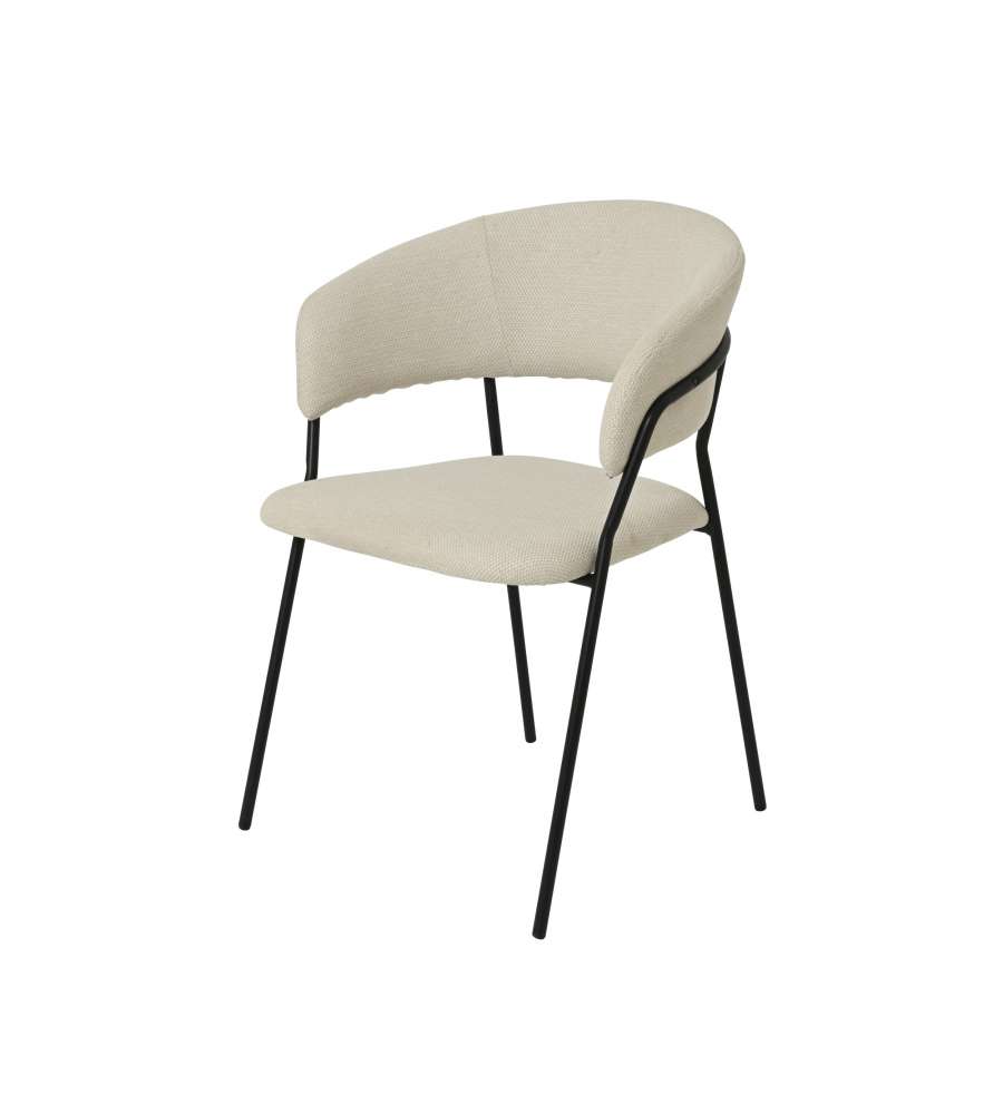 Sedia Imbottita Crema 59x54,5x79,5 cm - Design Moderno con Gambe Nere