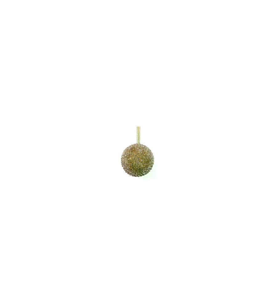 Pallina di Natale Oro 8 cm con Glitter e Nastro in Raso