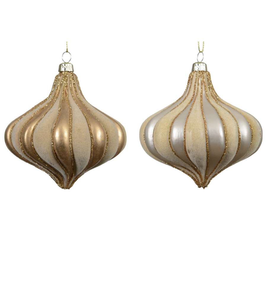 Kaemingk Pallina di Natale dorata a forma di cipolla 10 cm assortita