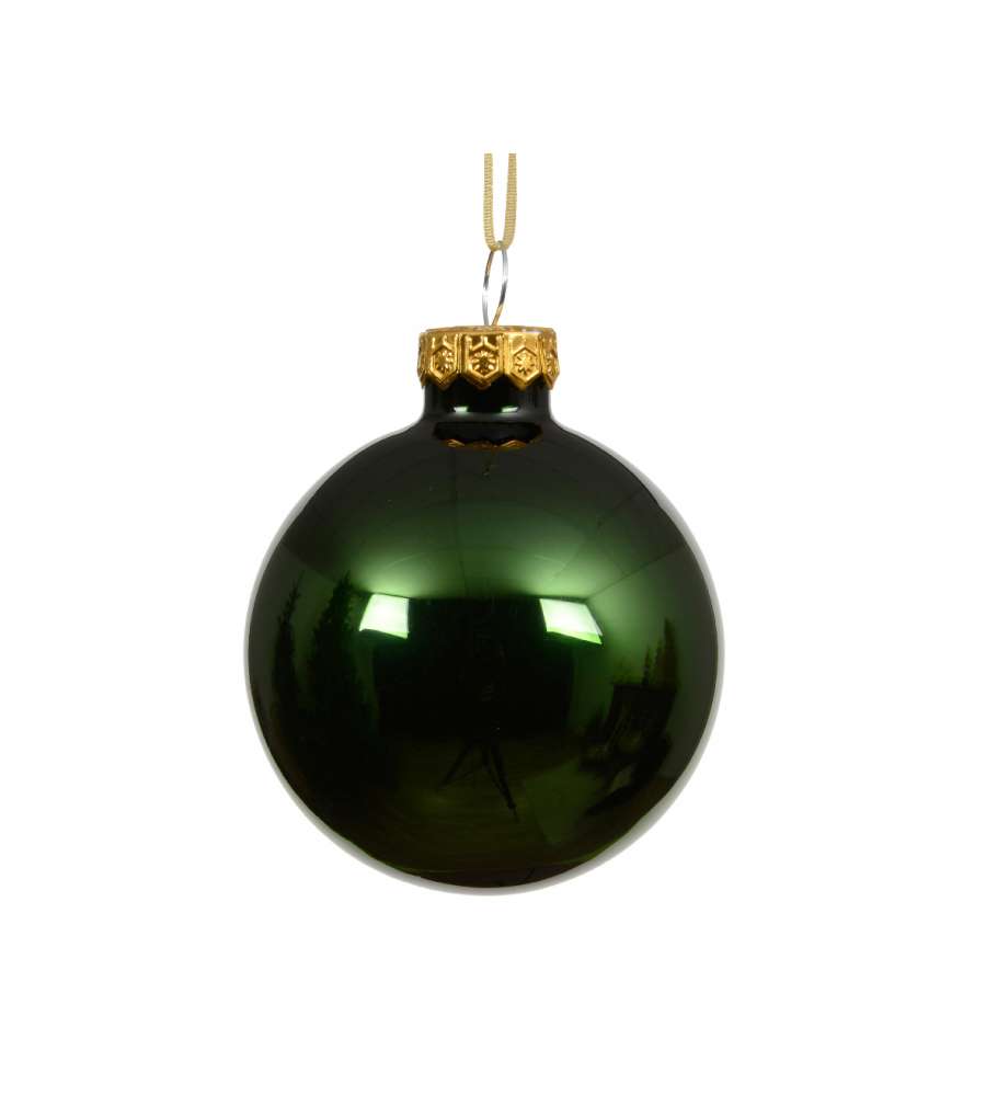 Decoris Pallina Natale Vetro Verde Pino - Elegante e Lucida - 10 cm