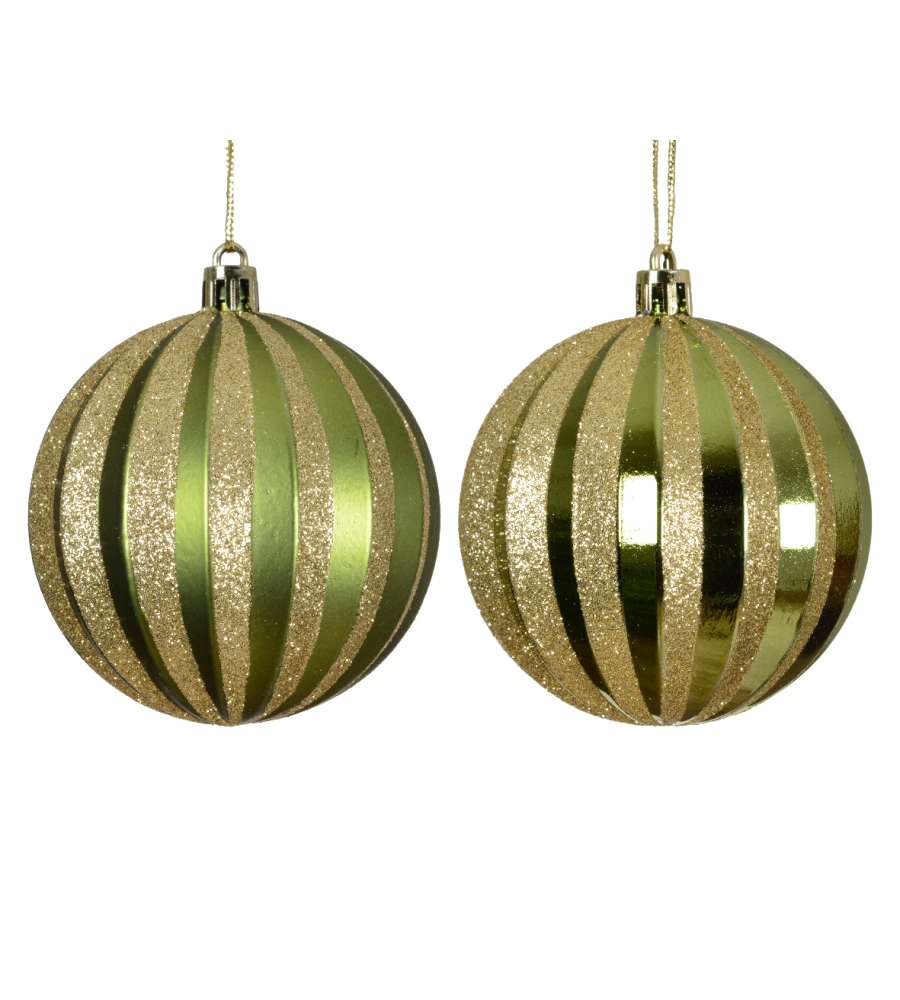 Pallina di Natale Verde e Oro Scintillante - D. 8 cm