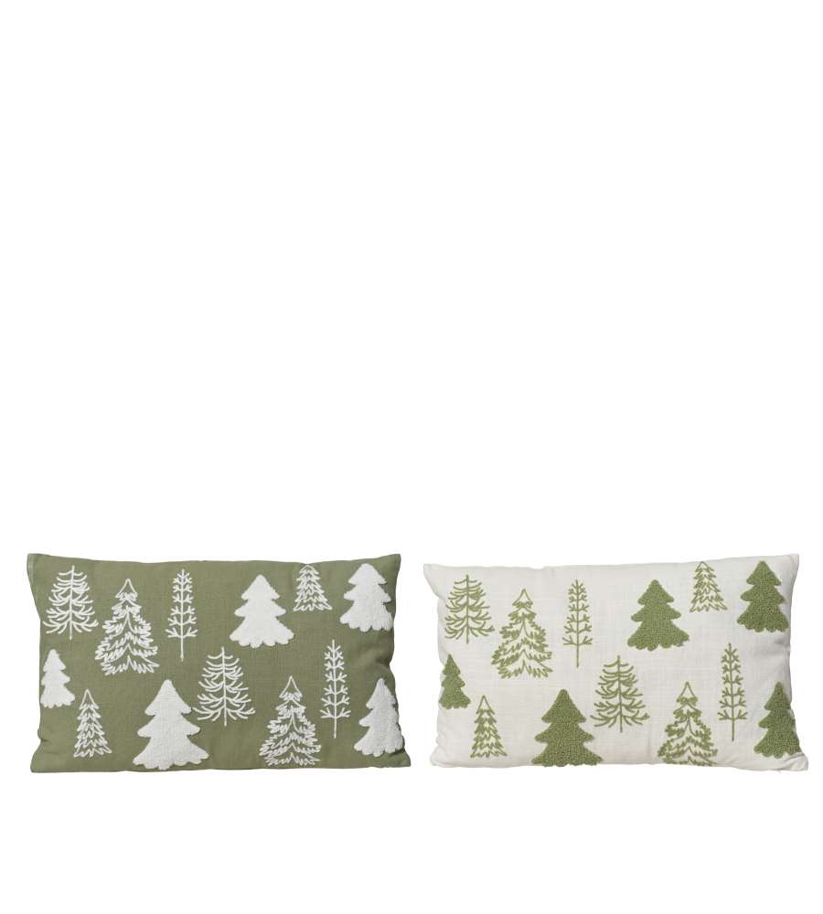 Cuscino Decorazione Albero 50x30 cm Verde-Bianco per Interni