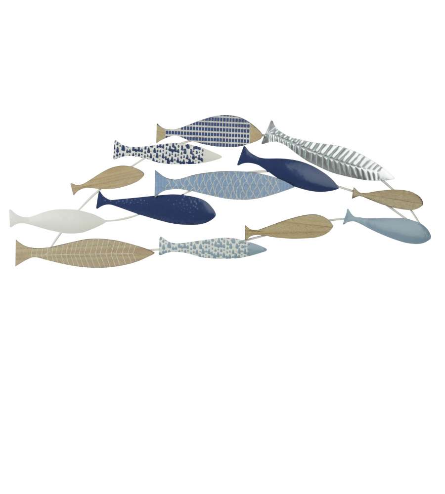 Decorazione da Parete Pesci in Legno Multicolore - 77,5x28 cm