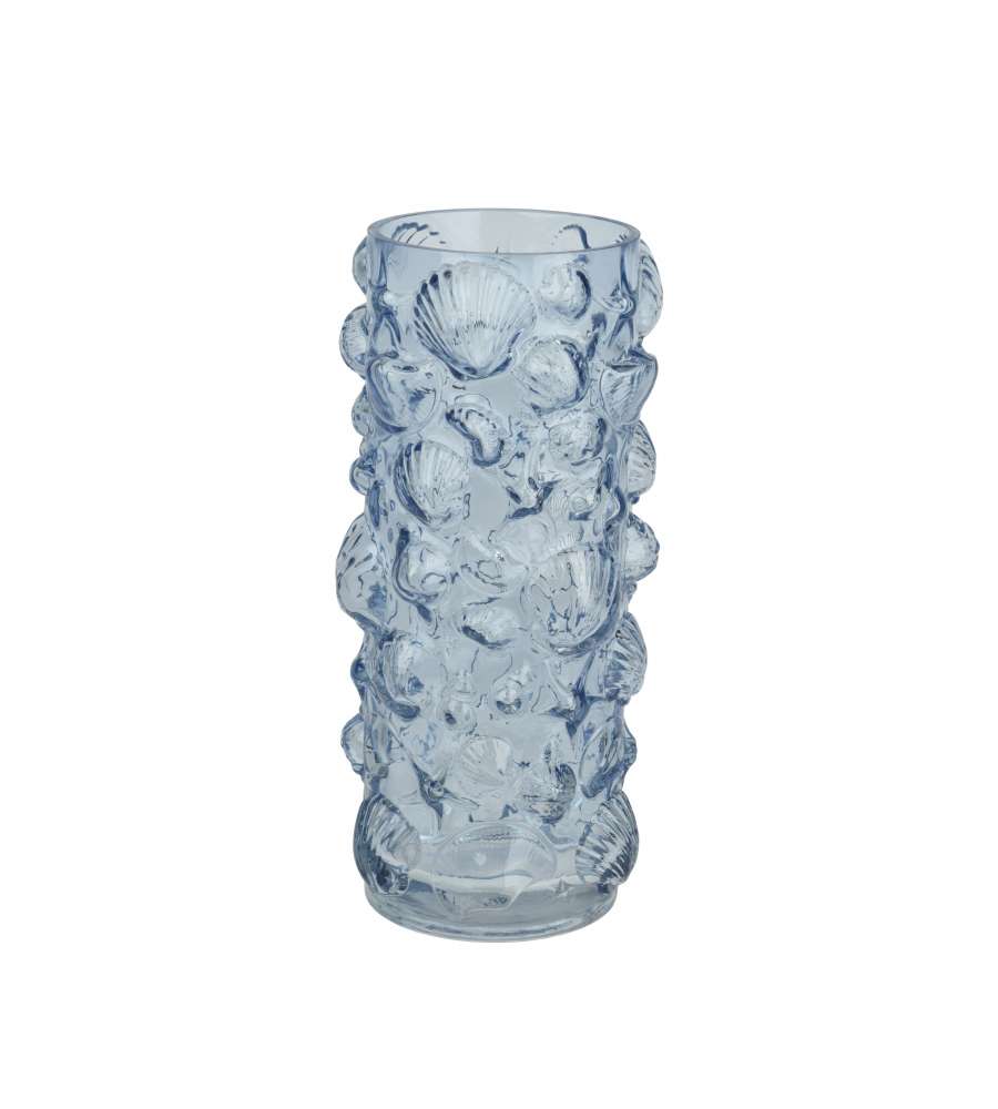 Kaemingk Vaso decorativo in vetro blu conchiglie 12xH26 cm interno