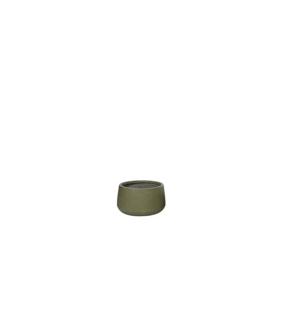 Tyler Vaso per Piante Rotondo Verde 46 cm Effetto Grezzo Interno/Esterno