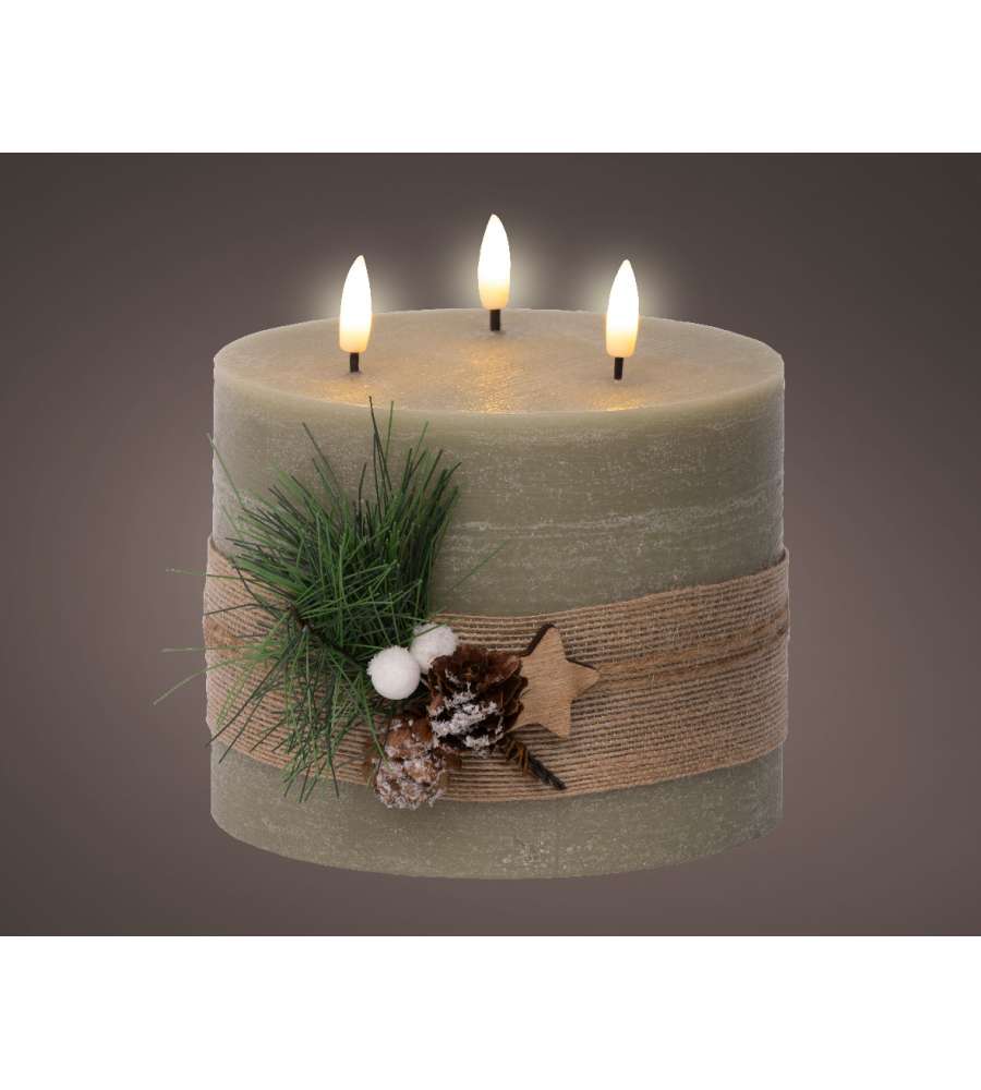 Lumineo LED Candela - Decorazione Foglie Verde - Timer 230h - 15cm