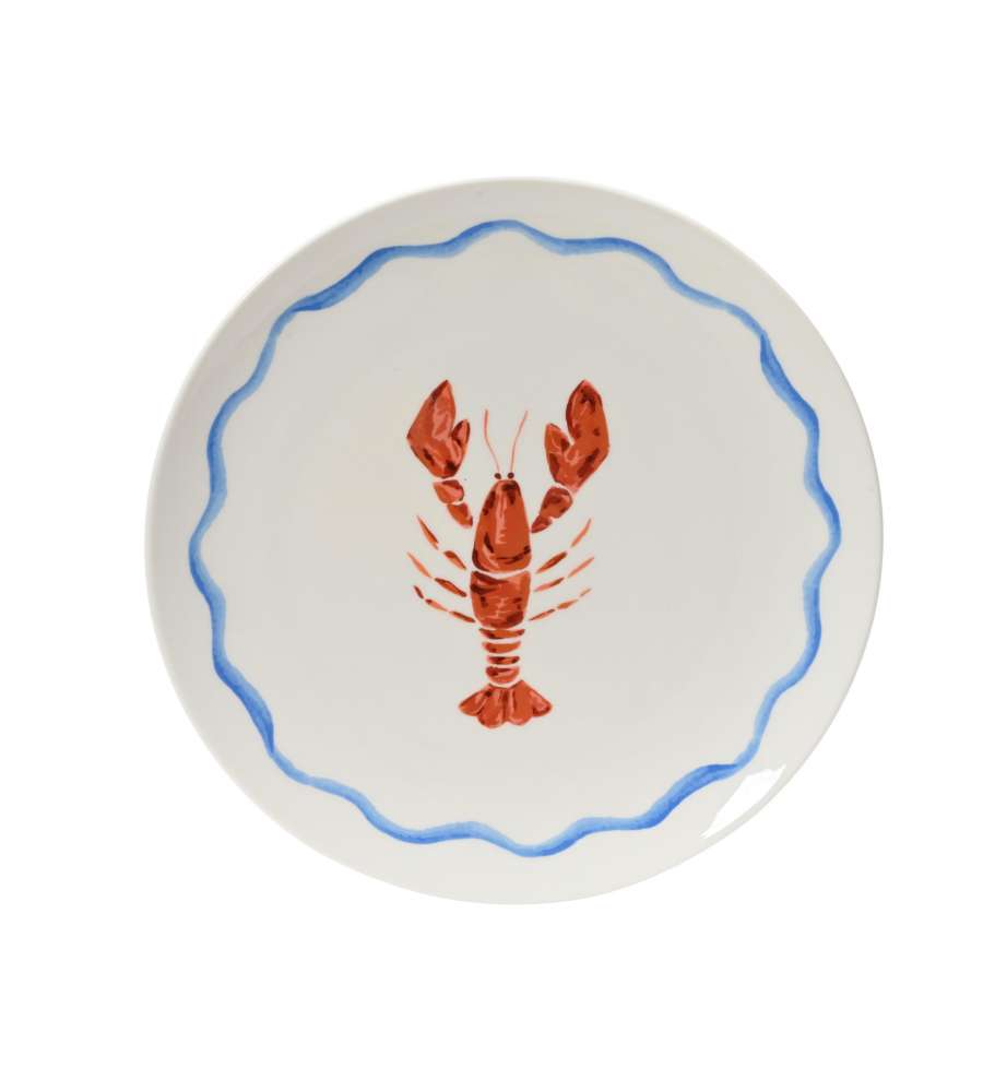 Kaemingk Piatto in Porcellana 26,9 cm Motivo Aragosta Blu/Rosso