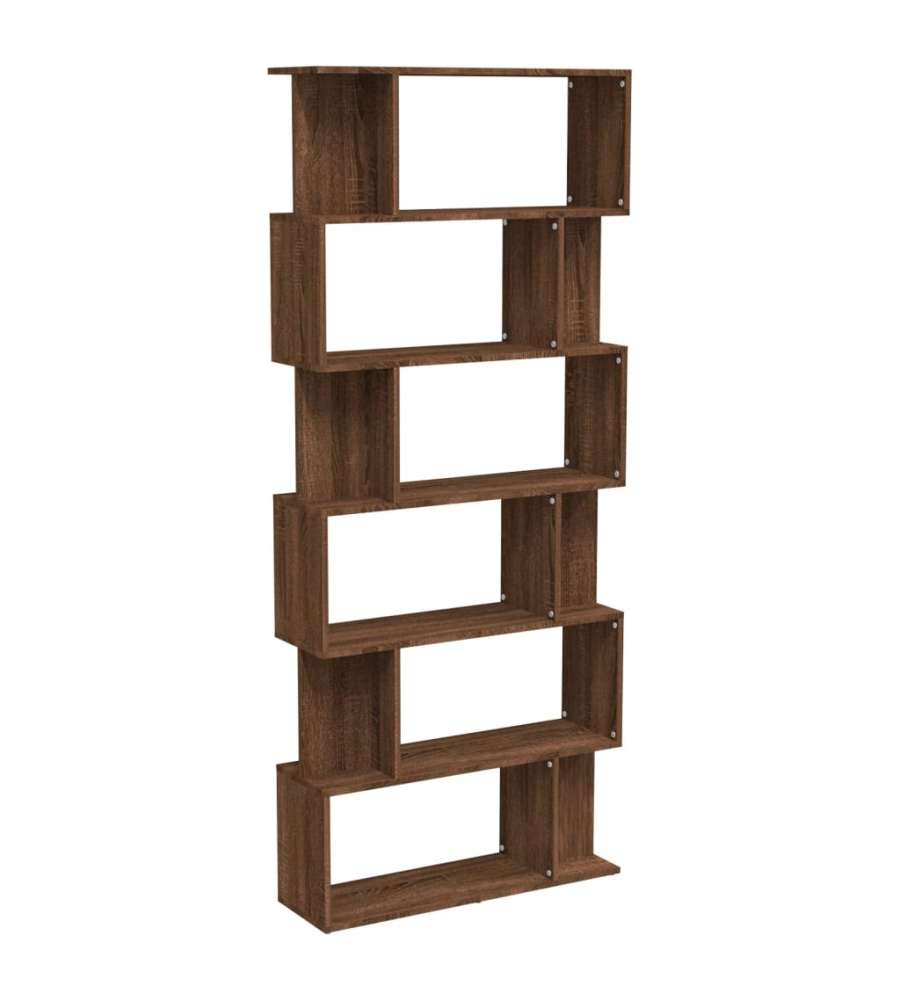 Scaffale per libri in legno Libreria con 6 box scomparti e una