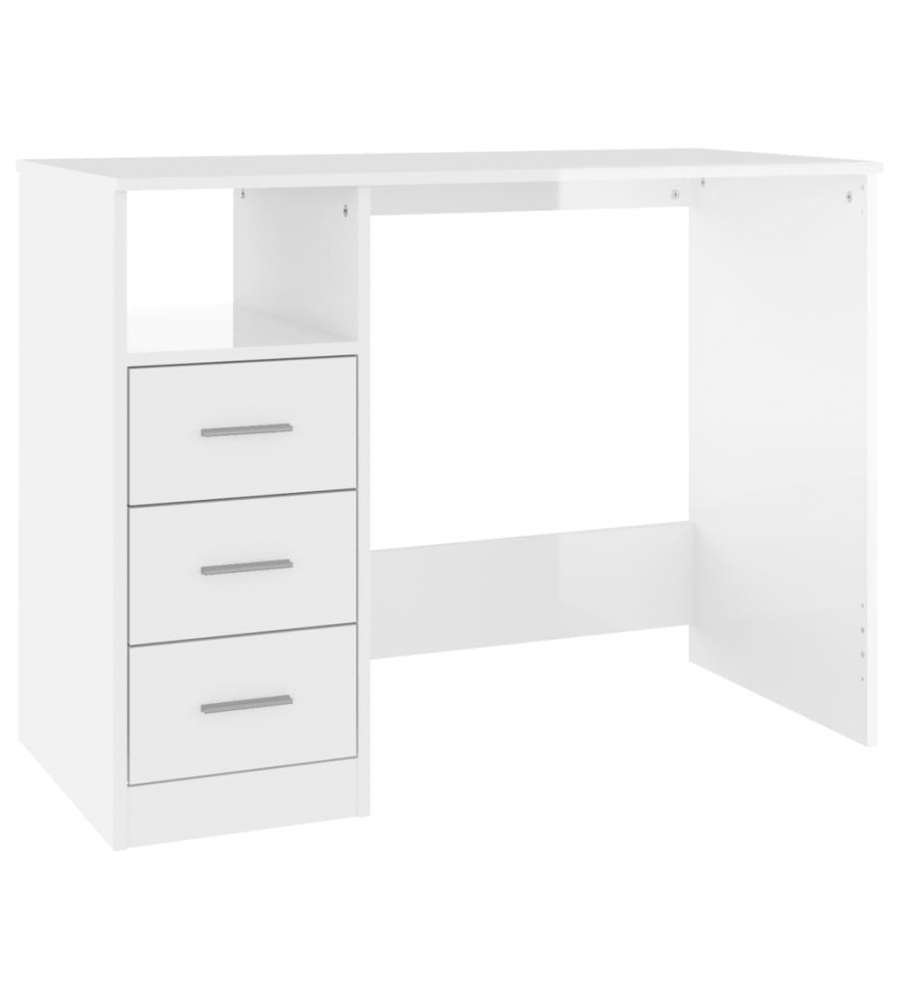 Scrivania Cassetti Bianco Lucido 102x50x76 Cm Legno Multistrato