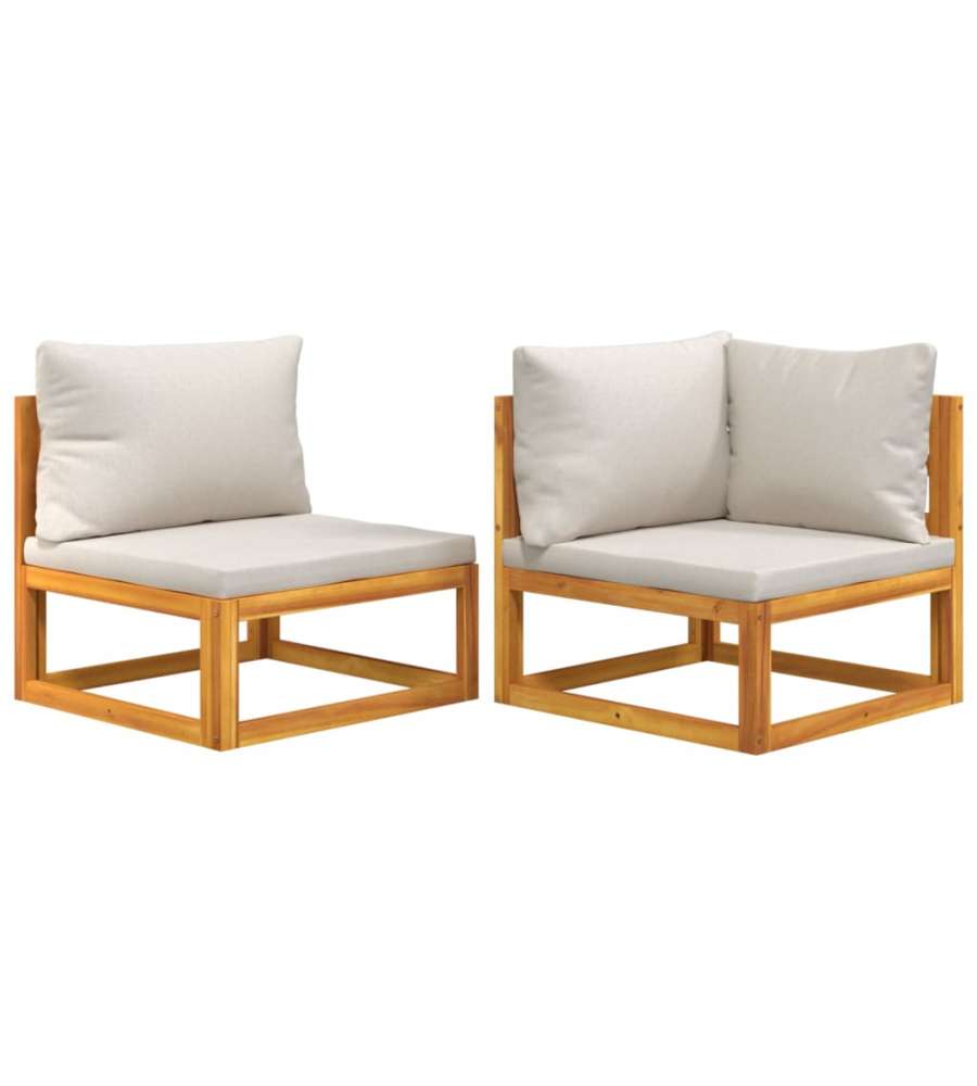 Set Divani da Giardino 2pz con Cuscini Legno Massello di Acacia