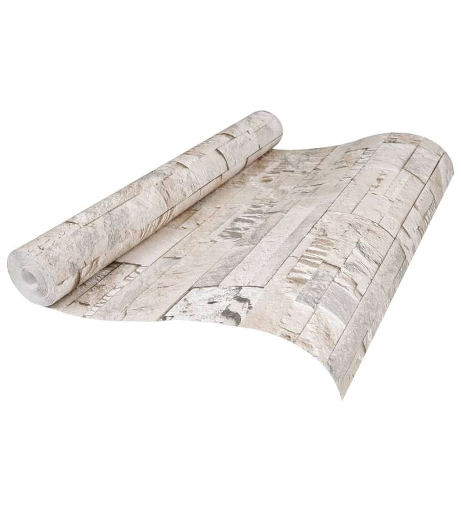 Carta da Parati 3D Effetto Pietra Grigio e Beige