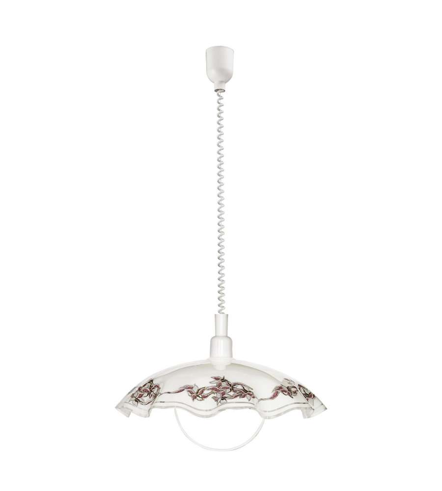 EGLO Lampada A Sospensione In Vetro Bianco Con Supporto Flessibile: Diametro 35 Cm, Altezza 110 Cm, Attacco E27, Max 100W