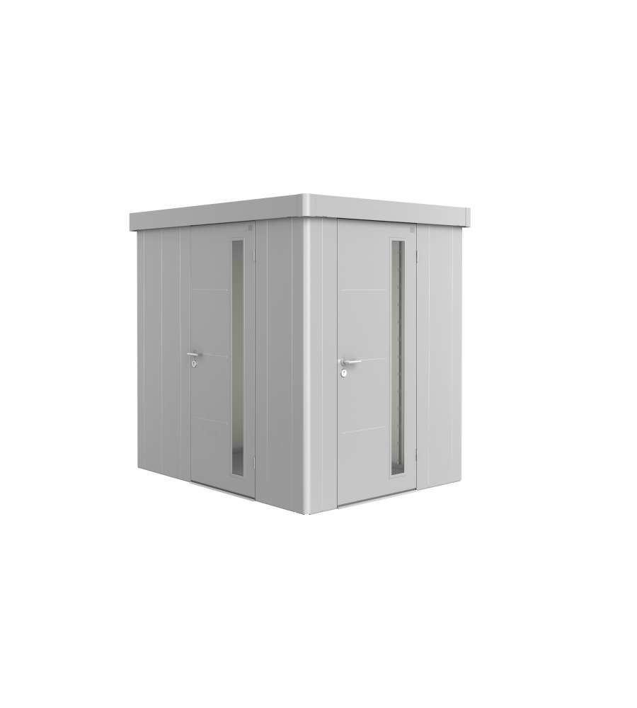 Casetta per attrezzi Neo 2A porta standard, argento metallizzato