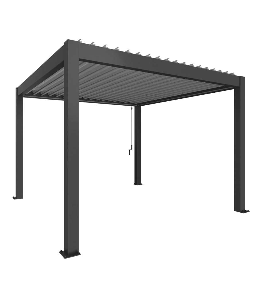 Biohort Pergola Metallo Grigio Scuro e Argento 3,68x3,68m con Copertura