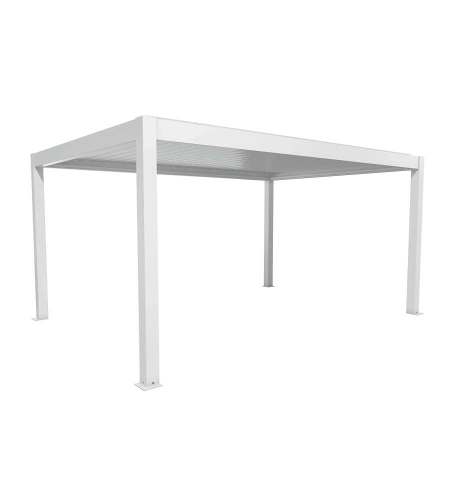 Pergola in Metallo Bianca 515,5 x 367,5 cm con Copertura a Lamelle