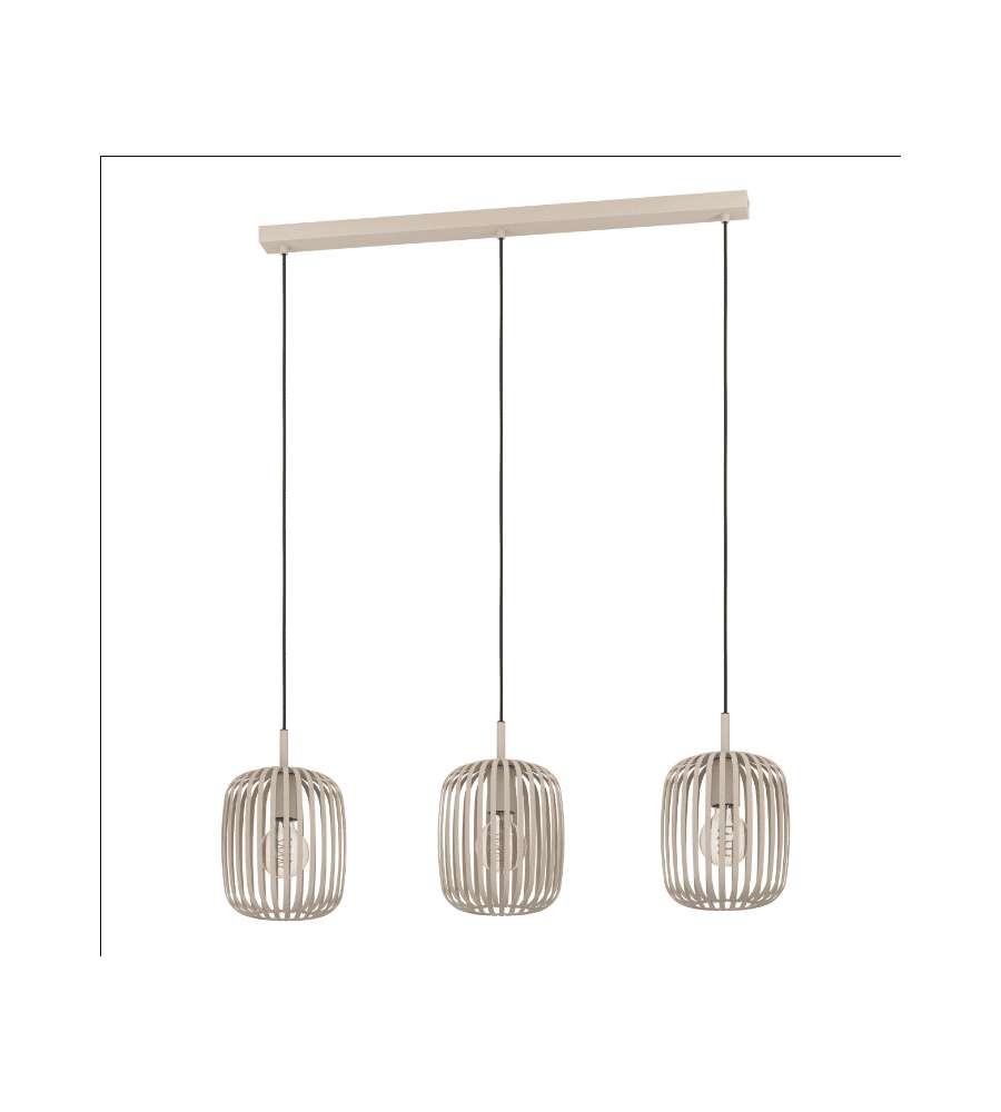 EGLO Lampada a Sospensione Romazzina 3 Luci Metallo Sabbia E27 900x200xH1100