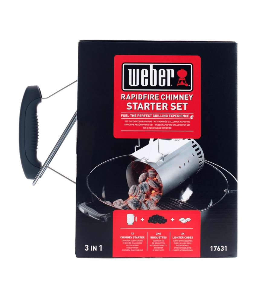 WEBER Kit Ciminiera Accensione Barbecue con Bricchetti e Accendifuoco - 2kg