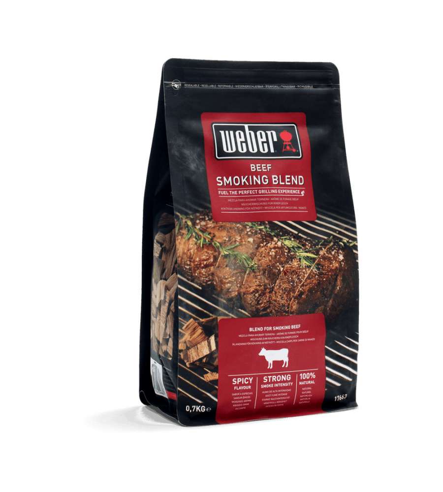 WEBER Chips Affumicatura per Carne di Manzo - Mix Legno di Noce e Frutta 0,7 kg