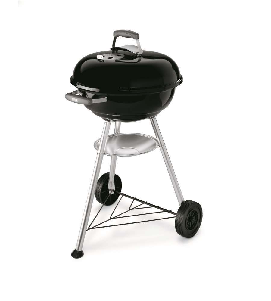 WEBER Barbecue a Carbone Compact Kettle Nero 47 cm con 2Kg di Bricchetti