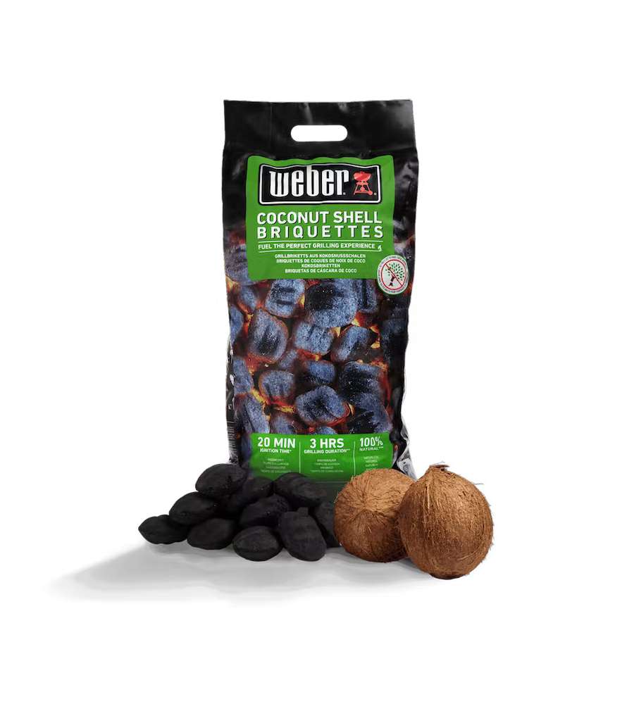 WEBER Bricchetti di Guscio di Cocco 4Kg - Combustibile Naturale