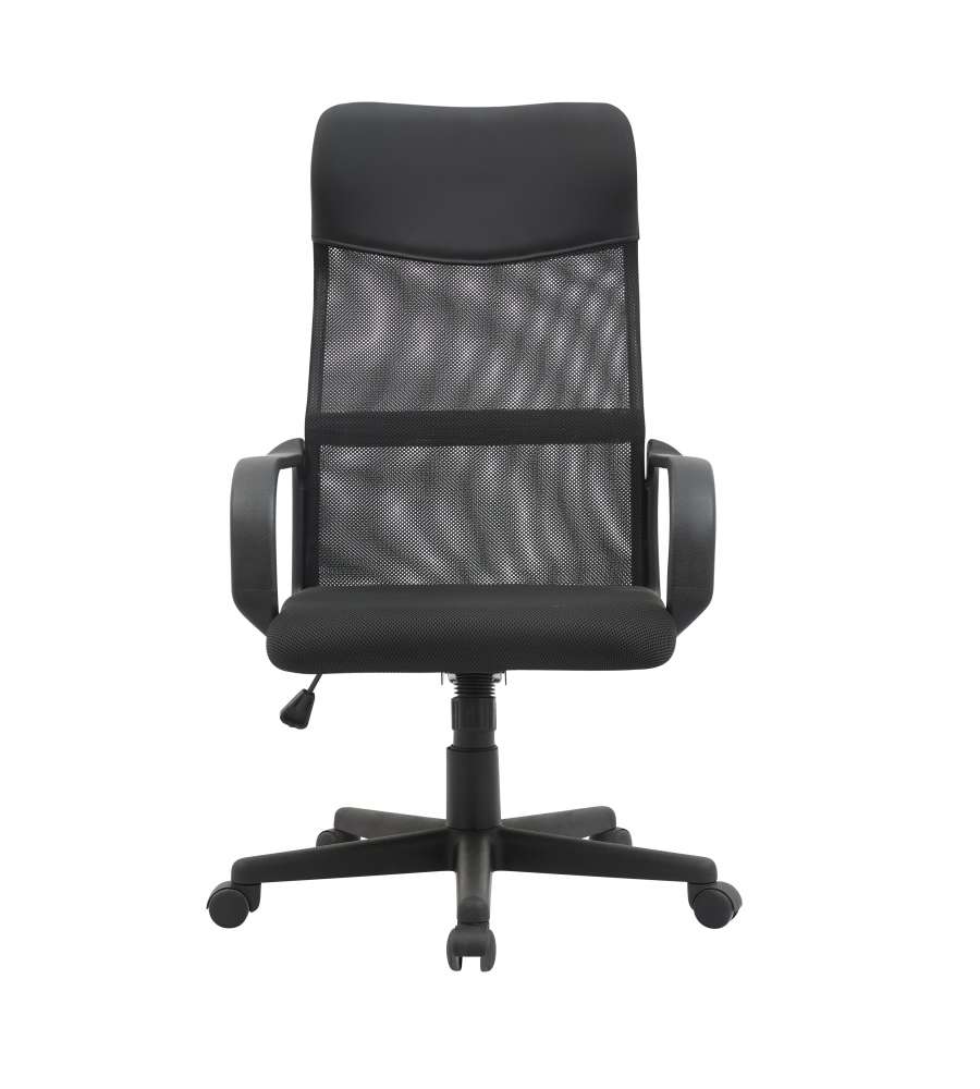 Domo Mea Poltrona Ufficio Ergonomica Nera - Seduta in PU e Schienale in Mesh