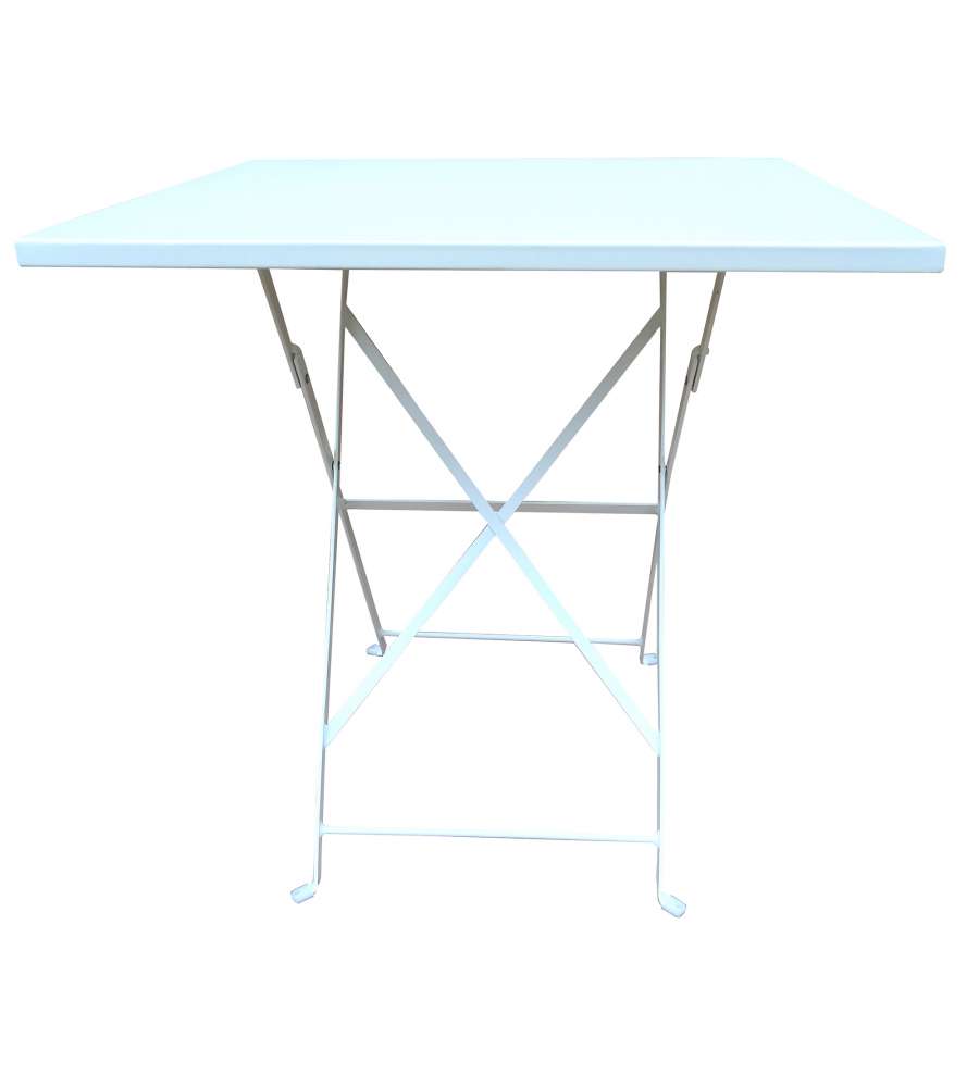 Tavolo Pieghevole Metallo Bianco 70x70 cm - E-Coating