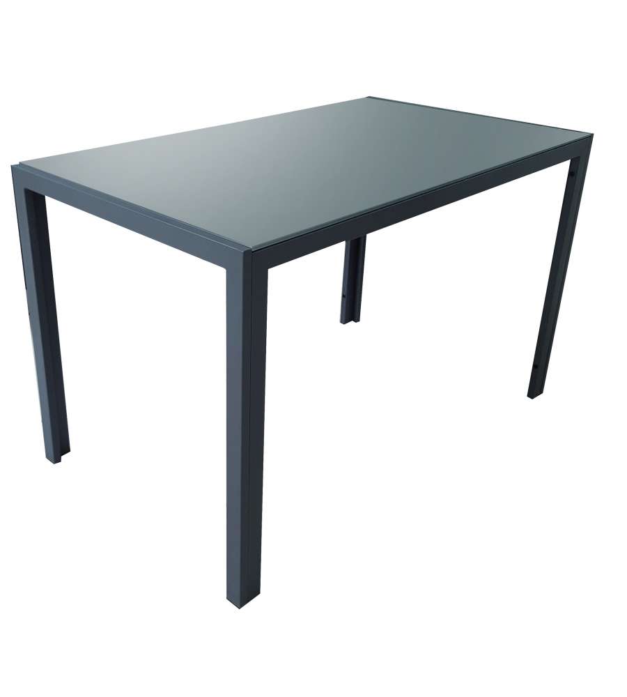 Tavolo in metallo con piano in vetro Silvia - Colore Dark Grey - 120x70x75 cm