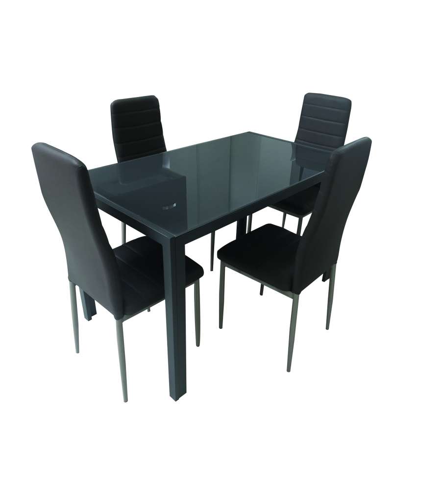 Tavolo in metallo con piano in vetro Silvia - Colore Dark Grey - 120x70x75 cm