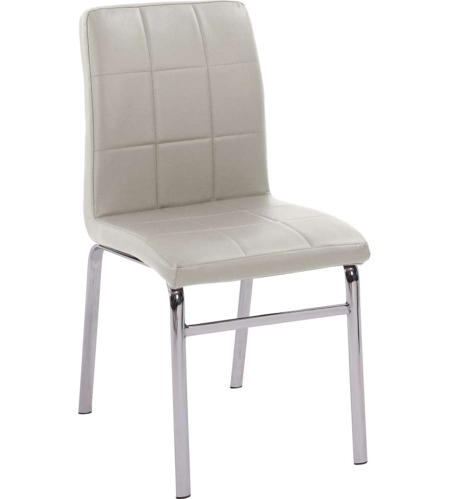 Brighton Sedia Dining Chair Bianca in Metallo e Gomma Piuma - 45x49x88 cm