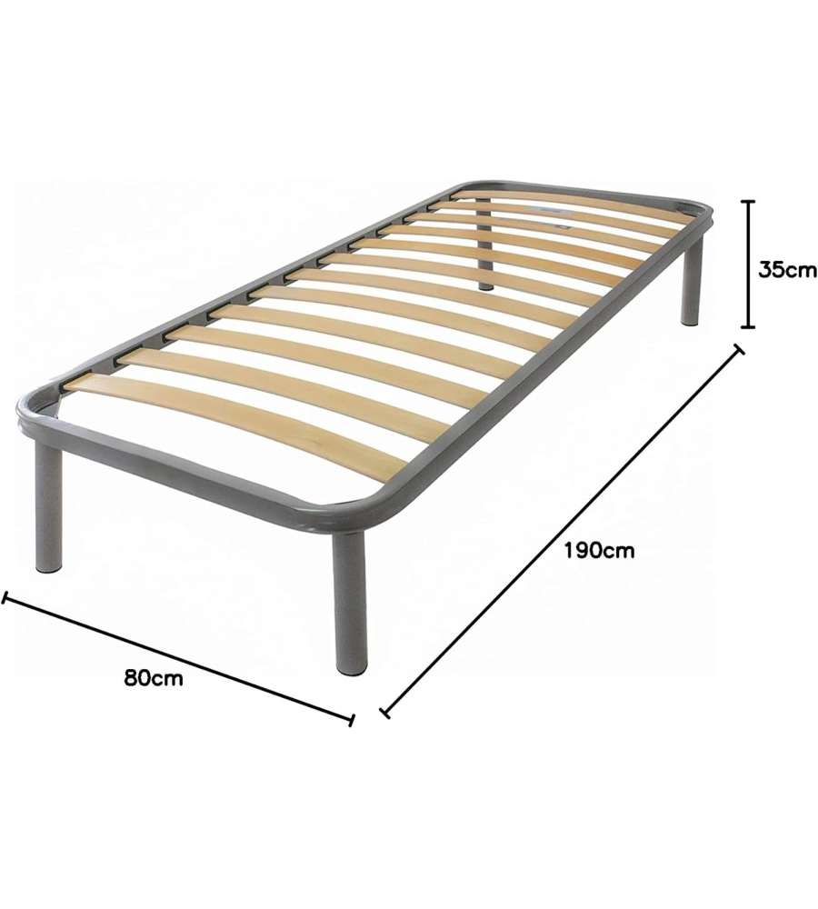 Rete letto ortopedica Marte - Doghe in legno di faggio, Antracite 80x190 cm