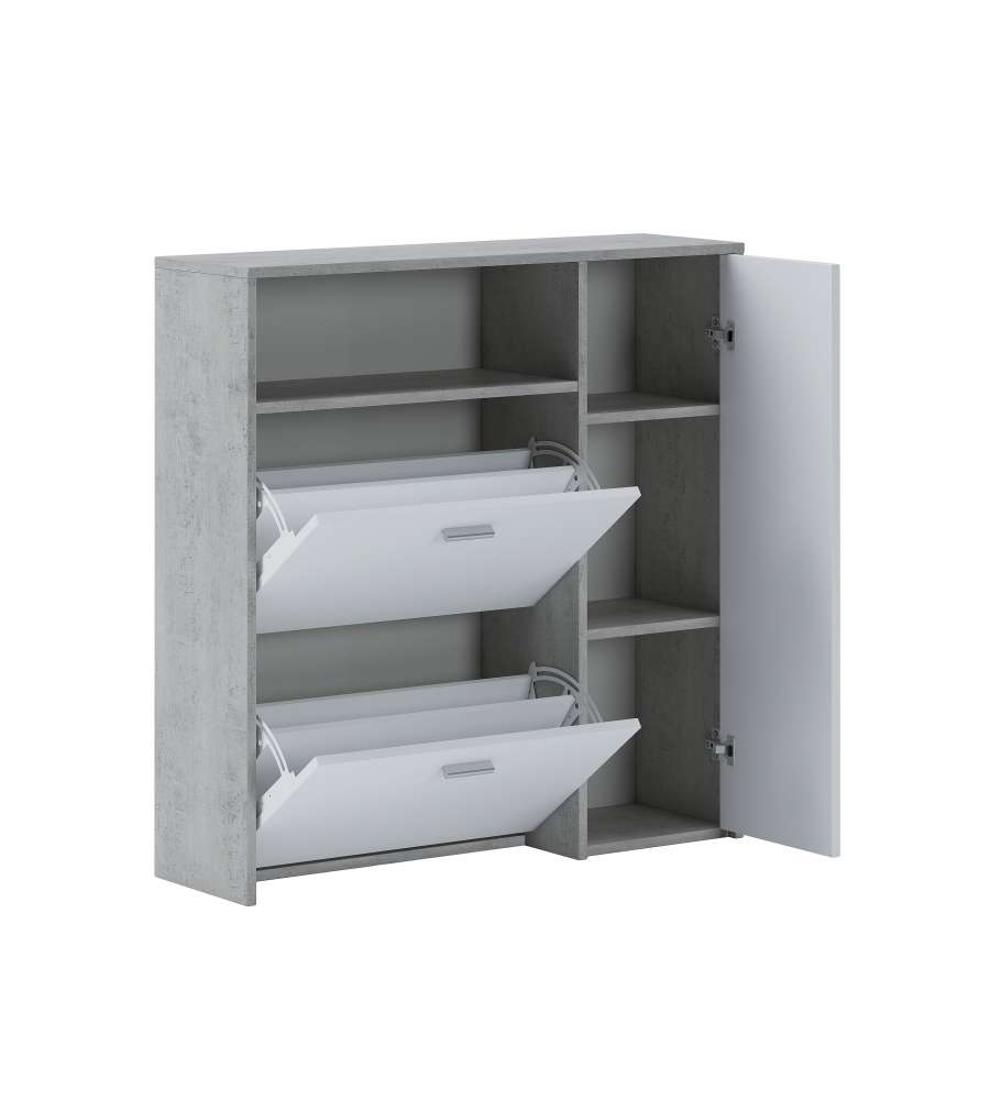 Scarpiera Multi Anta e Ribalte Bianco Cemento - Spaziosa e Moderna