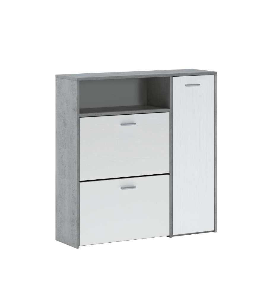 Scarpiera Multi Anta e Ribalte Bianco Cemento - Spaziosa e Moderna