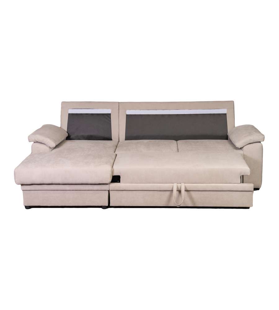 WAVE Divano Letto Wave Penisola Sinistra Grigio - 3 Posti - Trasformabile in Letto 200x127 cm