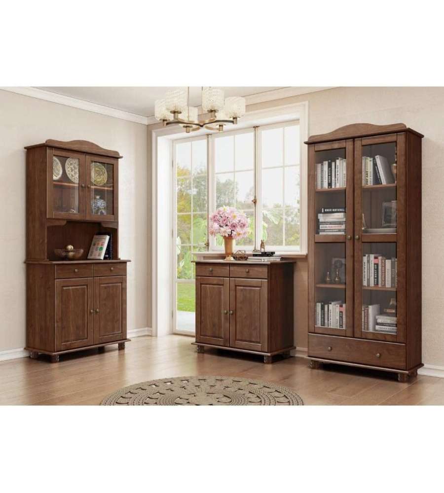 Domo Mea Credenza Imbuya in Pino Massiccio - 4 Ante e 2 Cassetti
