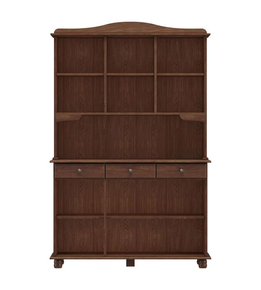 Domo Mea Credenza in Pino Massiccio Scuro - 5 Ante e 3 Cassetti