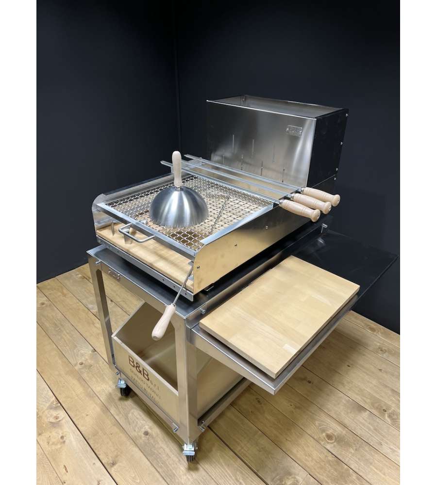 Grigliaitalia - Barbecue Artigianale a Legna in Acciaio Inox - Con Carrello