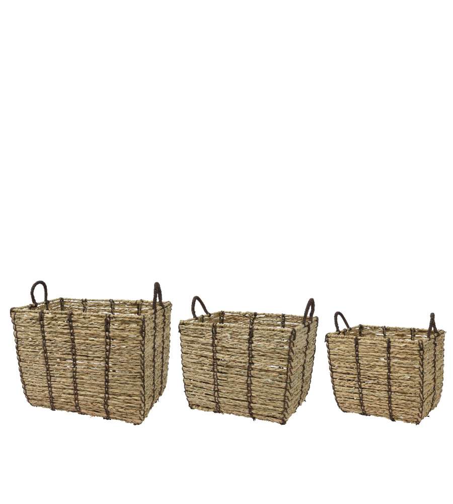 Cesta rettangolare in grass naturale media