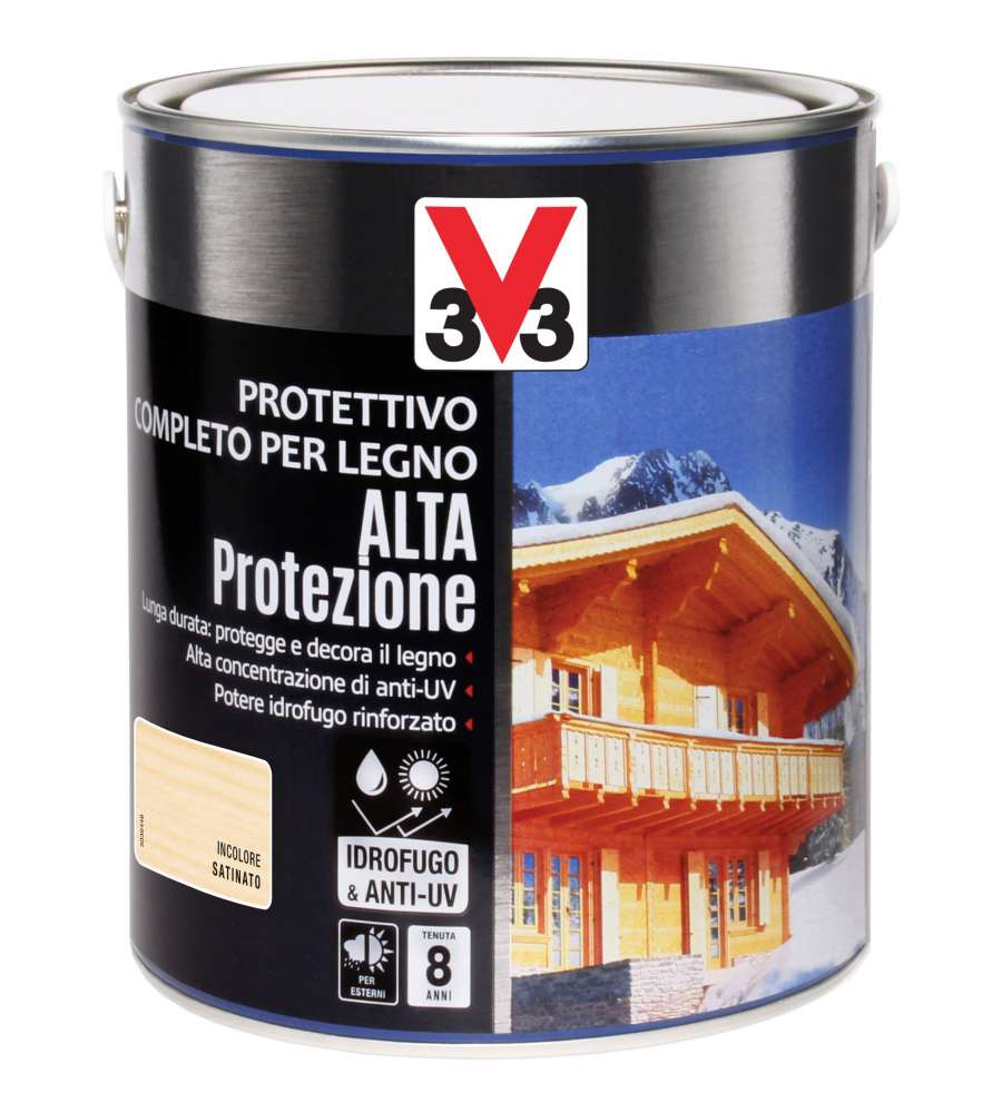 V33 Protettivo Legno Alta Protezione Incolore 2,5 L - Vernice Esterni