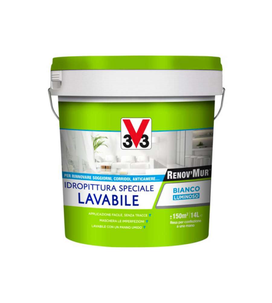 V33 Idropittura Lavabile - Bianco - 14 Litri