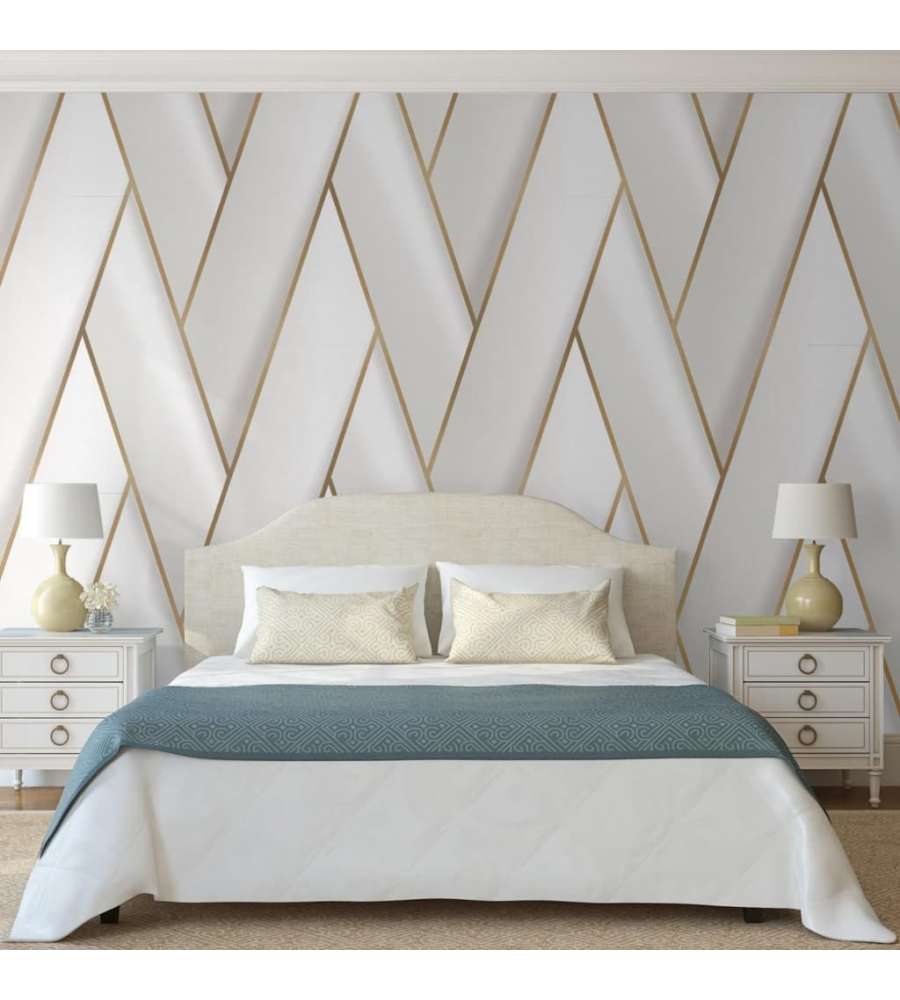 DUTCH WALLCOVERINGS Carta da Parati Geometric Bianco e Oro